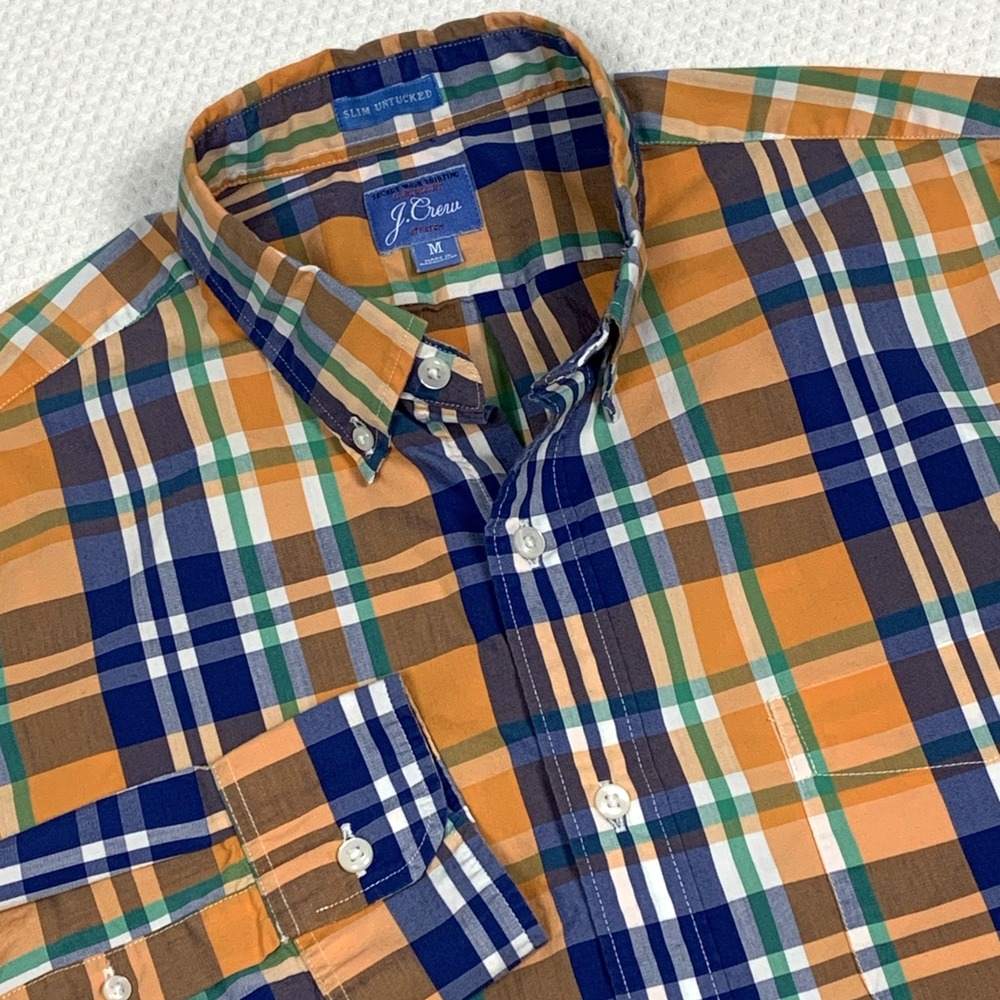 J. Crew Slim Untucked Secret Wash Shirt Men’s Medium Plaid Cotton Poplin